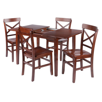 Darren 5-pc Set Dining Table with X-Back Chairs, Walnut