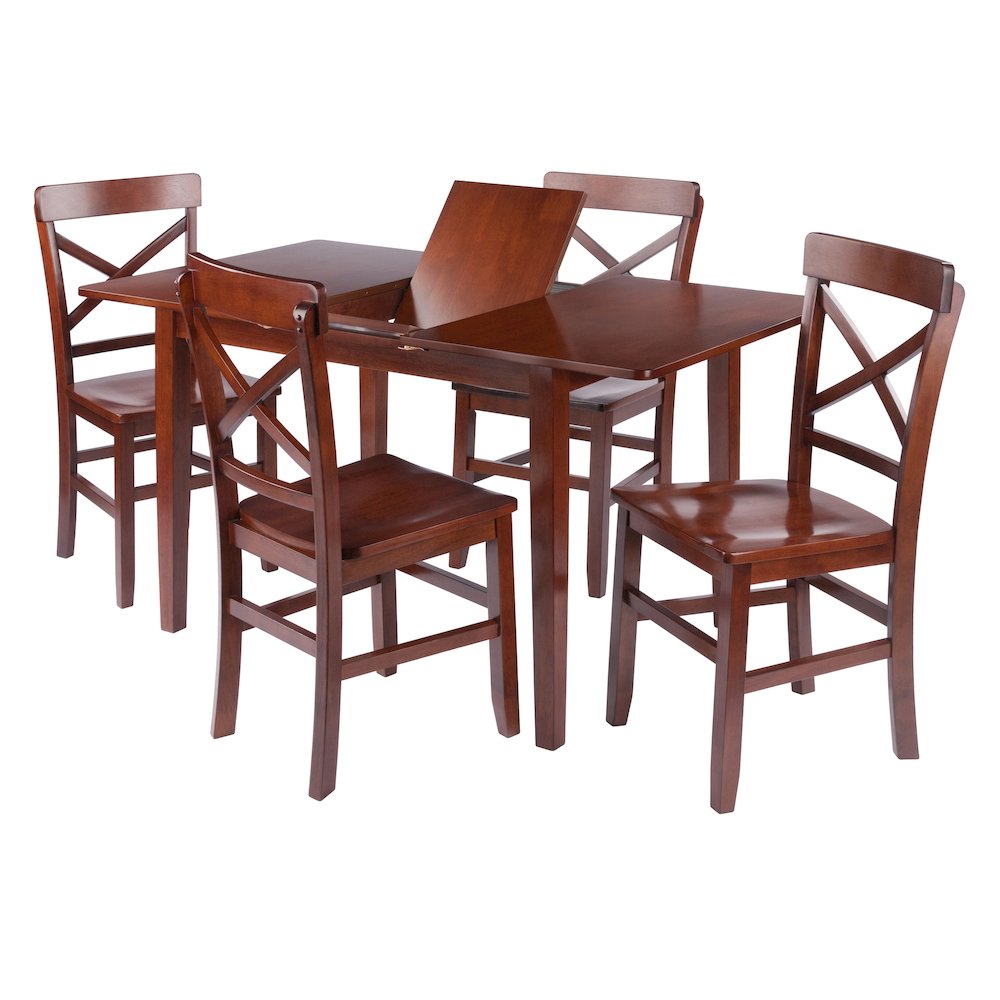 Darren 5-pc Set Dining Table with X-Back Chairs, Walnut
