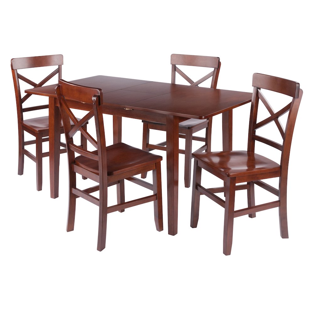 Darren 5-pc Set Dining Table with X-Back Chairs, Walnut