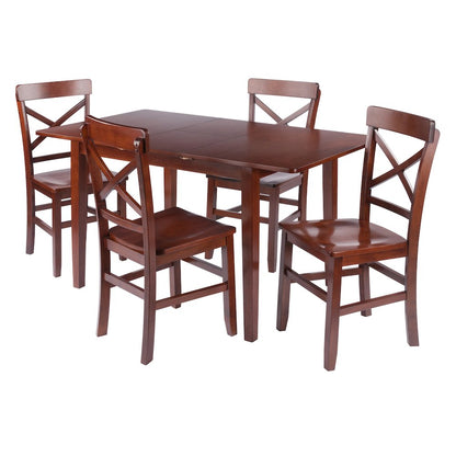 Darren 5-pc Set Dining Table with X-Back Chairs, Walnut