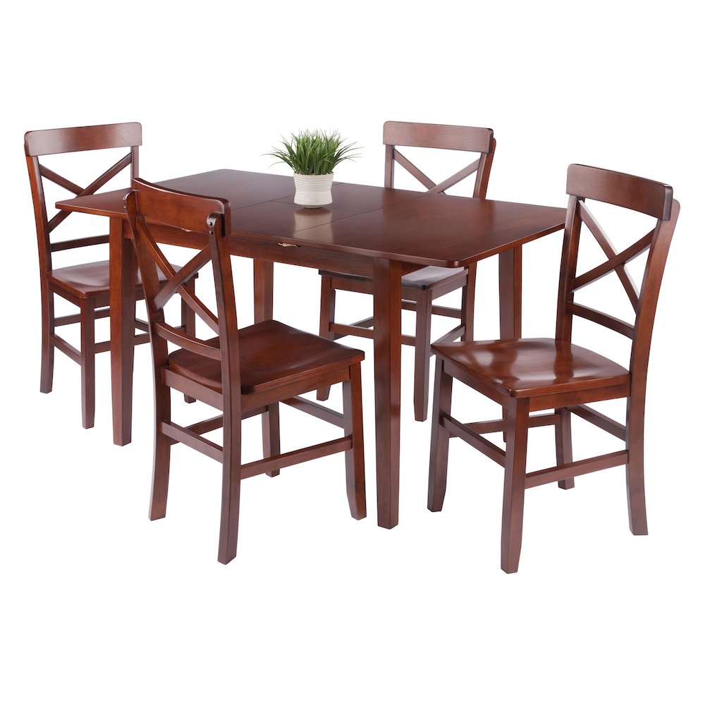Darren 5-pc Set Dining Table with X-Back Chairs, Walnut