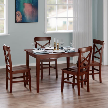 Darren 5-pc Set Dining Table with X-Back Chairs, Walnut
