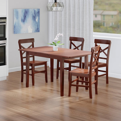 Darren 5-pc Set Dining Table with X-Back Chairs, Walnut