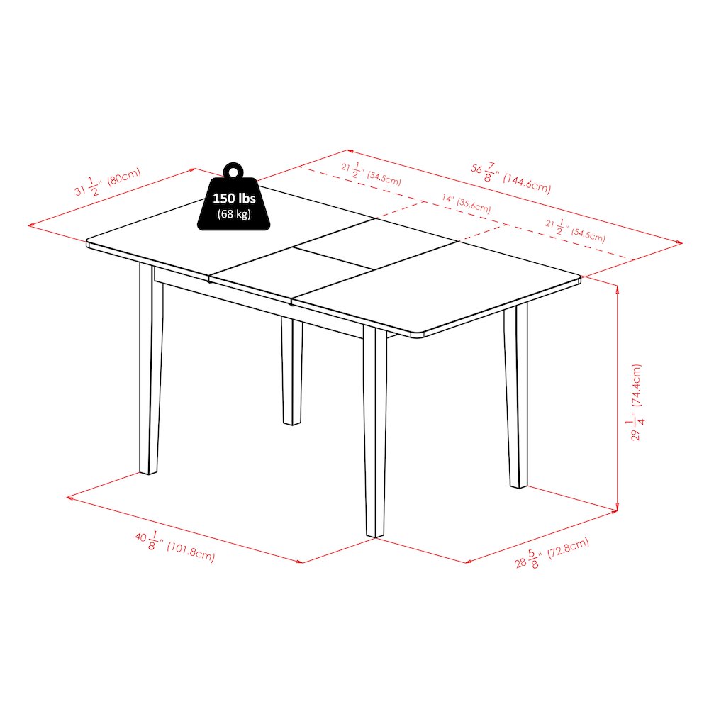 Darren 5-pc Set Dining Table with X-Back Chairs, Walnut