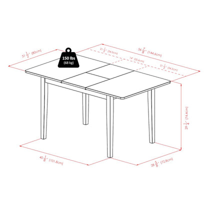 Darren 5-pc Set Dining Table with X-Back Chairs, Walnut