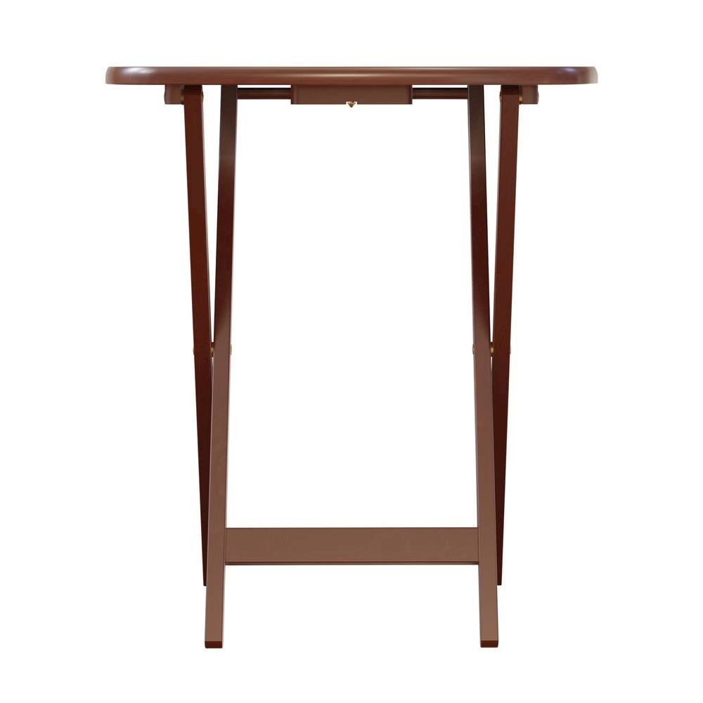 Walnut Snack Table Set – Folding TV Trays with Stand for Dining & Work