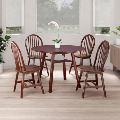 Marbelle 5-Pc Drop Leaf Dining Table with 4 Windsor Chairs, Walnut