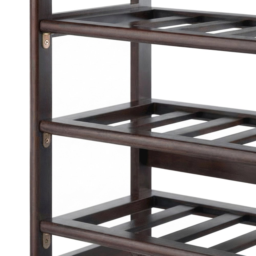 Solid Wood 30-Bottle 6-Tier Freestanding Wine Rack and Storage Shelf, Walnut