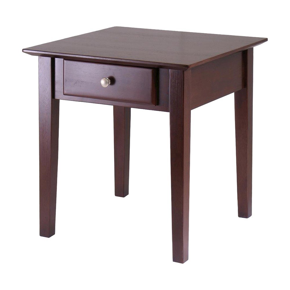 Solid Wood Side Table and End Table with Drawer, Shaker Style, Walnut