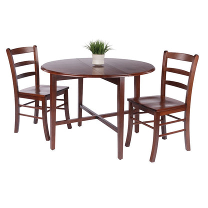 Hannah 3-Pc Drop Leaf Table with Ladder-back Chairs, Walnut