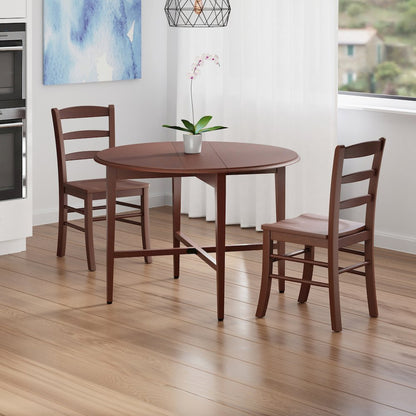 Hannah 3-Pc Drop Leaf Table with Ladder-back Chairs, Walnut