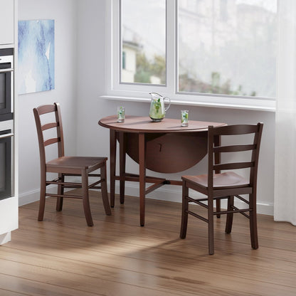 Hannah 3-Pc Drop Leaf Table with Ladder-back Chairs, Walnut