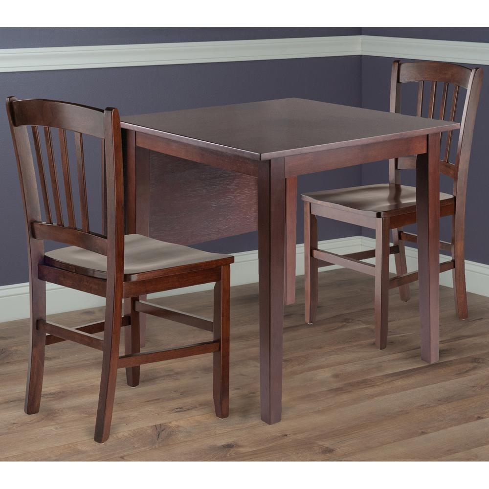 Perrone 3pc Drop Leaf Dining Table Set with Slat Back Chair