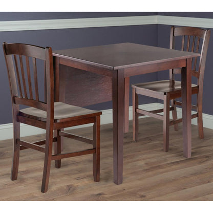 Perrone 3pc Drop Leaf Dining Table Set with Slat Back Chair