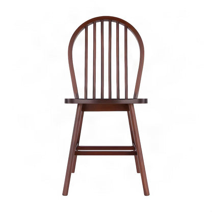 Solid Wood Windsor Spindle Back Side Dining Chairs for Kitchen, Set of 2, Walnut
