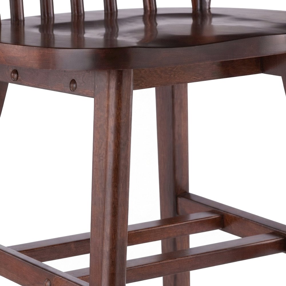 Solid Wood Windsor Spindle Back Side Dining Chairs for Kitchen, Set of 2, Walnut