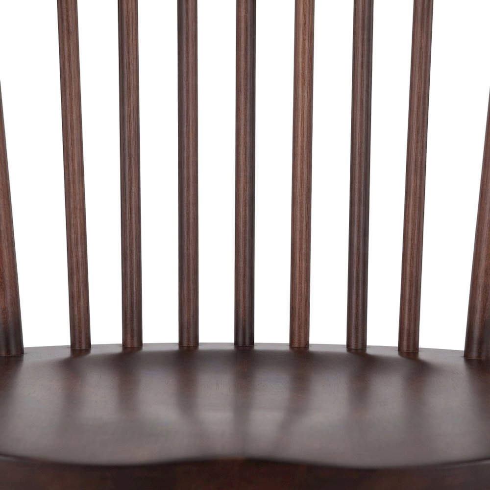 Solid Wood Windsor Spindle Back Side Dining Chairs for Kitchen, Set of 2, Walnut