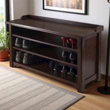Antique Walnut Entryway Bench with Shoe Storage – Compact & Functional