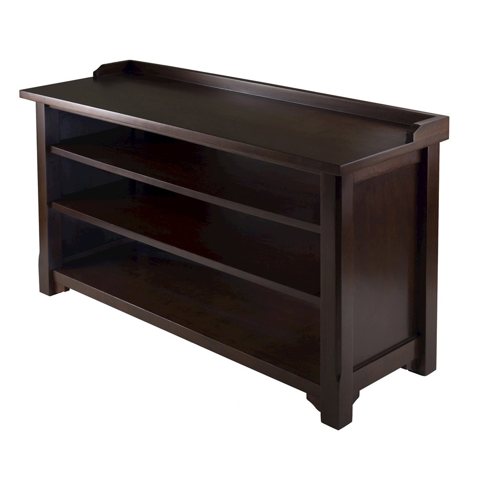 Antique Walnut Entryway Bench with Shoe Storage – Compact & Functional