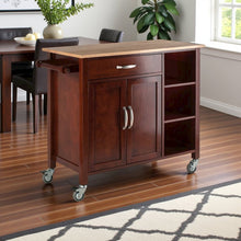 Walnut Kitchen Cart – Rolling Kitchen Island on Wheels with Storage