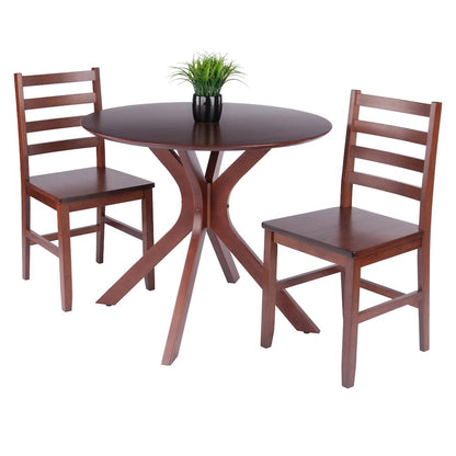 Lexa Dining Table with Splayed Legs, Walnut Finish with 2 Hamilton Dining Chairs