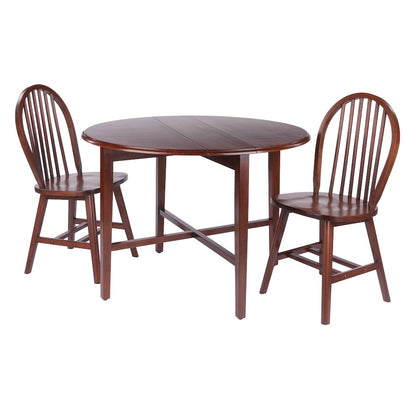 Hannah 3-Pc Drop Leaf Table with Ladder-back Chairs, Walnut