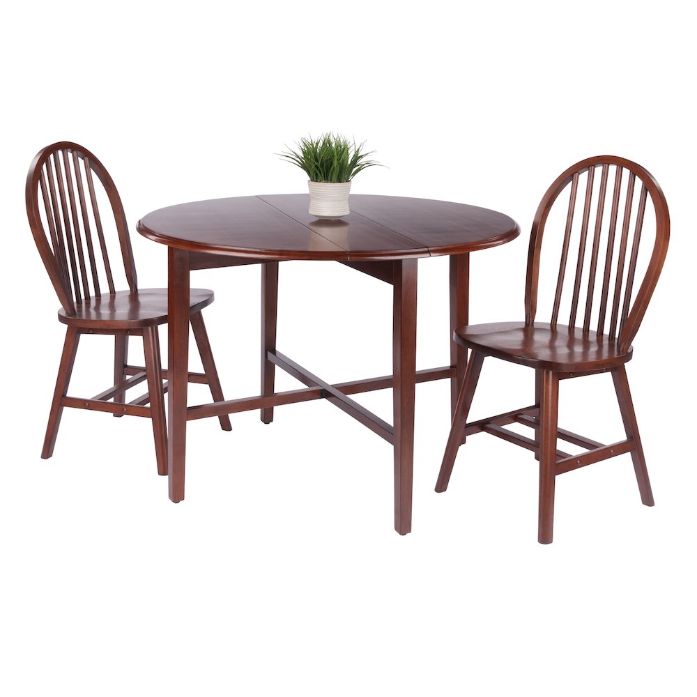 Hannah 3-Pc Drop Leaf Table with Ladder-back Chairs, Walnut