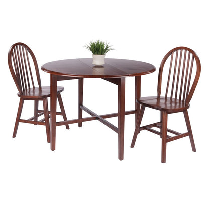 Hannah 3-Pc Drop Leaf Table with Ladder-back Chairs, Walnut