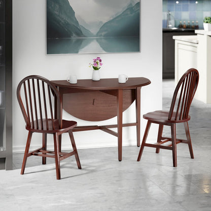 Hannah 3-Pc Drop Leaf Table with Ladder-back Chairs, Walnut