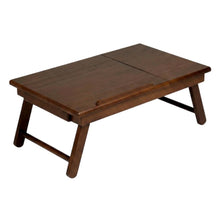Flip Top Lap Desk, Foldable Legs, Tilting Surface, Storage Drawer, Brown