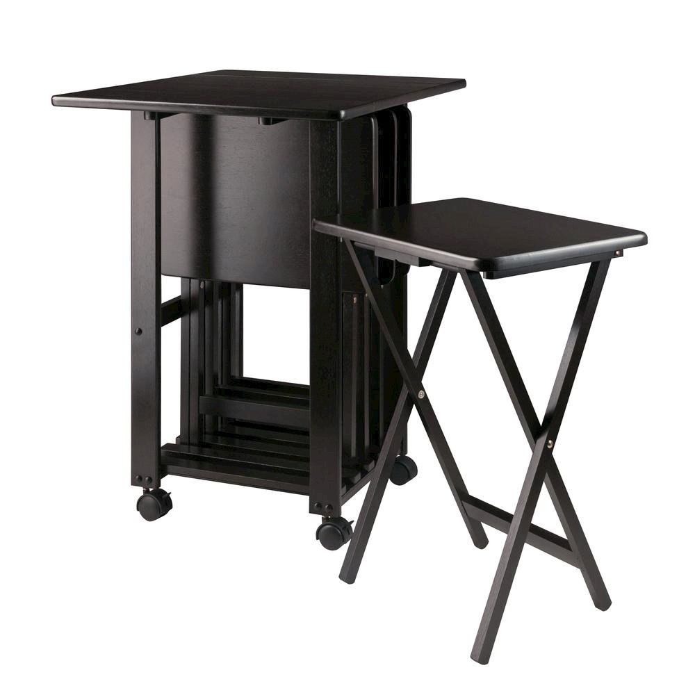 Coffee-Finished Folding TV Tray Set – Small Sofa Tables for Living Room & Dining