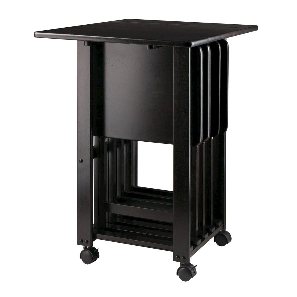 Coffee-Finished Folding TV Tray Set – Small Sofa Tables for Living Room & Dining