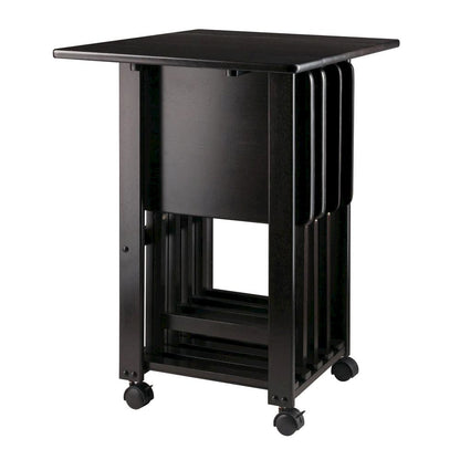 Coffee-Finished Folding TV Tray Set – Small Sofa Tables for Living Room & Dining
