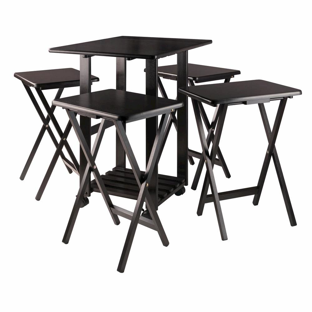 Coffee-Finished Folding TV Tray Set – Small Sofa Tables for Living Room & Dining