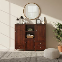 3-Piece Storage Set, 3 Cabinets, 3 Drawers, 5 Shelves, Solid Wood, Brown