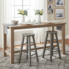 24 Inch Counter Stool, Rustic Gray Solid Wood, Backless Square Seat