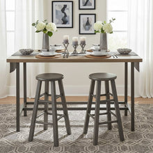 24 Inch Counter Stool, Rustic Gray Solid Wood, Backless Square Seat