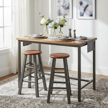 24" Solid Wood Counter Stool, Weathered Gray/Rustic Teak Finish