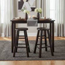 2-Piece Counter Stool Set, Round Seat, Solid Wood, Espresso Finish