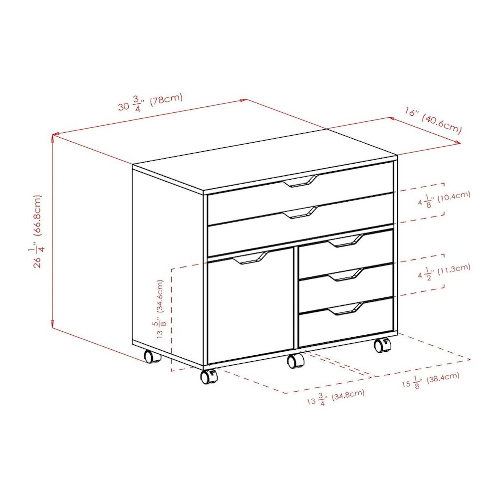 Black Office Storage Cabinet With Drawers, Storage Cabinet On Wheels