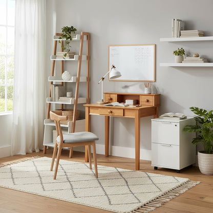 Solid Wood Computer Desk With Hutch, Honey Brown Art Desk With Storage