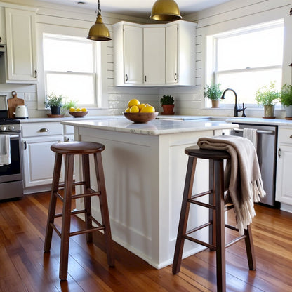 Walnut Solid Wood Counter Height Bar Stools Set of 2, Bar Stools, Kitchen Island