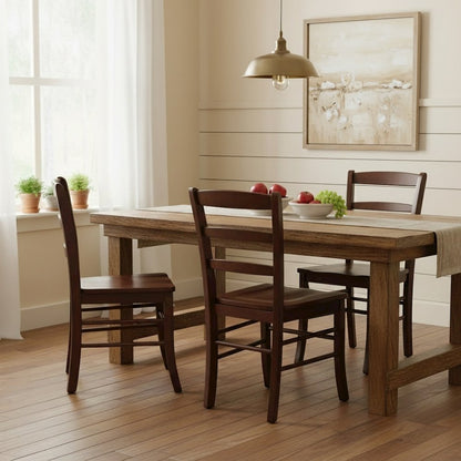 Solid Wood Dining Chairs Set Of 2 Farmhouse Kitchen Chairs In Walnut Finish
