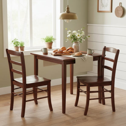 Square Dining Set, 3-Piece, 2 Ladder Back Chairs, Solid Wood