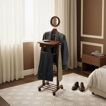 Vanity Valet Stand, Mirror Drawer Tray Hanger, Walnut Finish