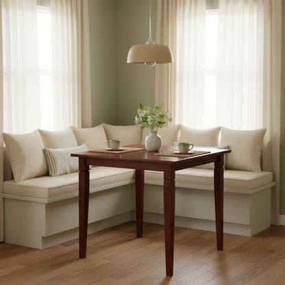 Square Dining Table, Routed Edge, Tapered Legs, Walnut