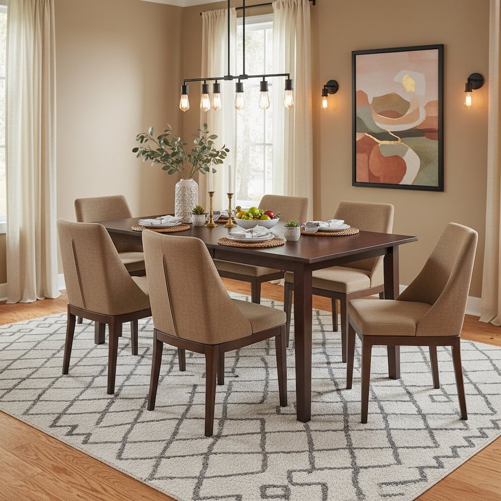 Drop Leaf Dining Table, Walnut Finish, Pull-Out Frame Support, Solid Wood