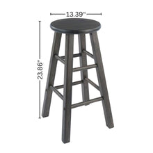 2-PC Counter Stool Set, Solid Wood, Round Seat, Squared Legs, 24 Inch Height