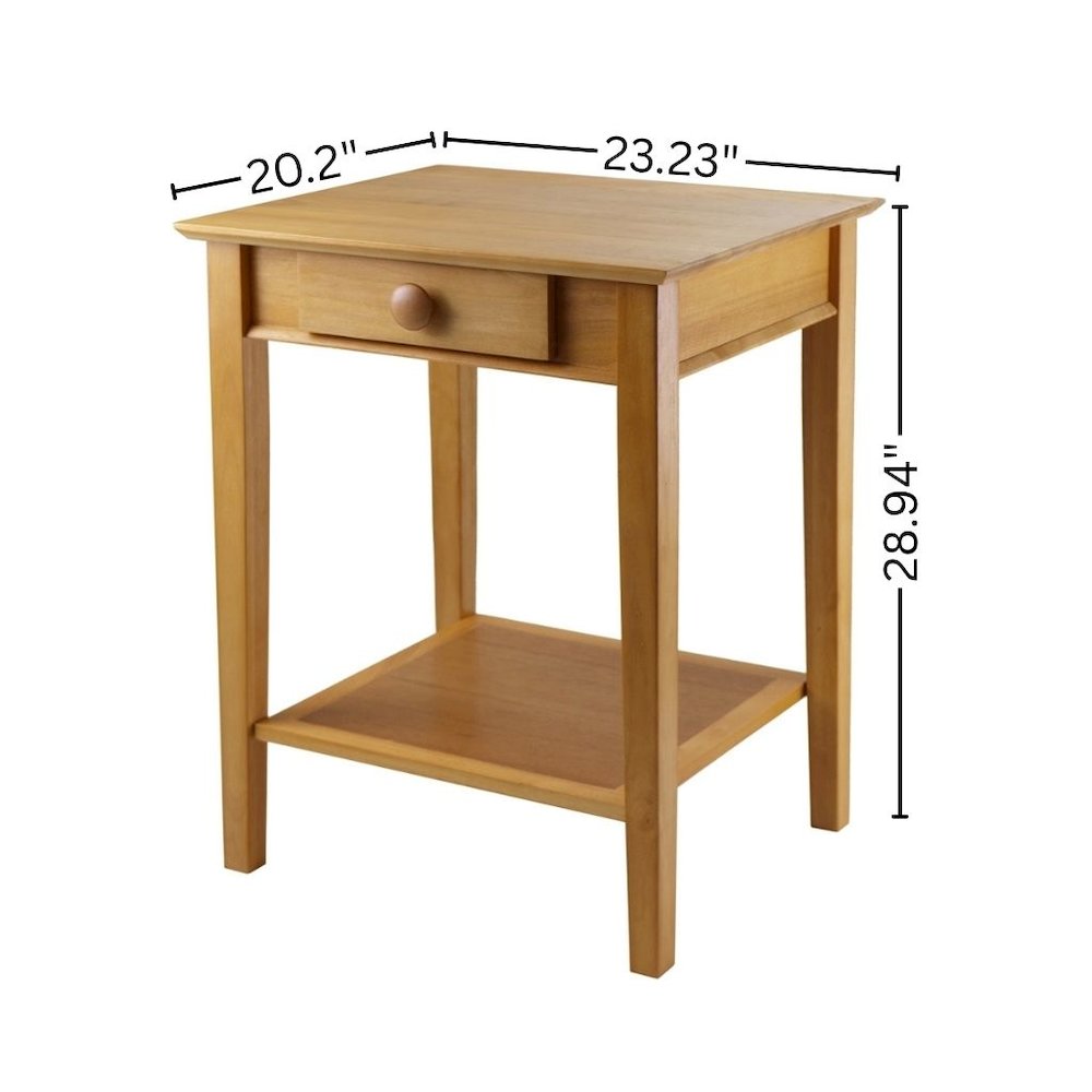 Printer End Table, Drawer Lower Shelf, Solid Wood, Honey Gold