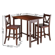 3-Piece Counter Height Dining Set, Drop Leaf Table, Two Stools, Solid Wood